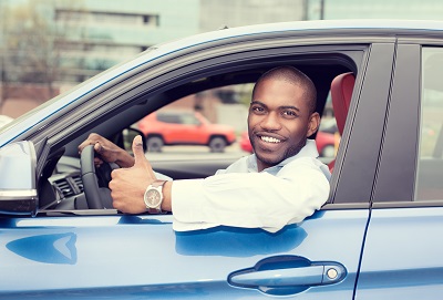 Man driving car